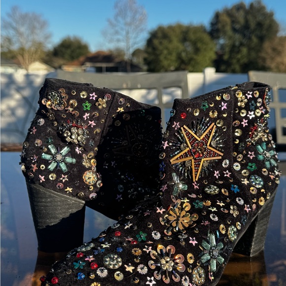 Embellished Black Ankle Boots - Picture 6 of 10